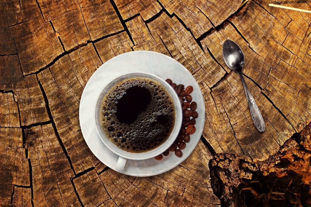 gardening with coffee