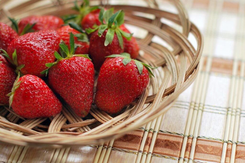 strawberries grown in containers